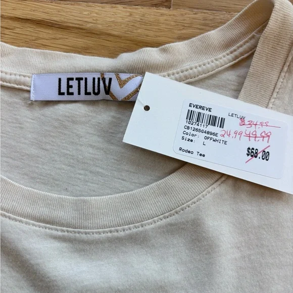 LETLUV Western Rodeo Horse Stars Graphic Boyfriend Tee Women's L Cotton USA - Picture 2 of 9